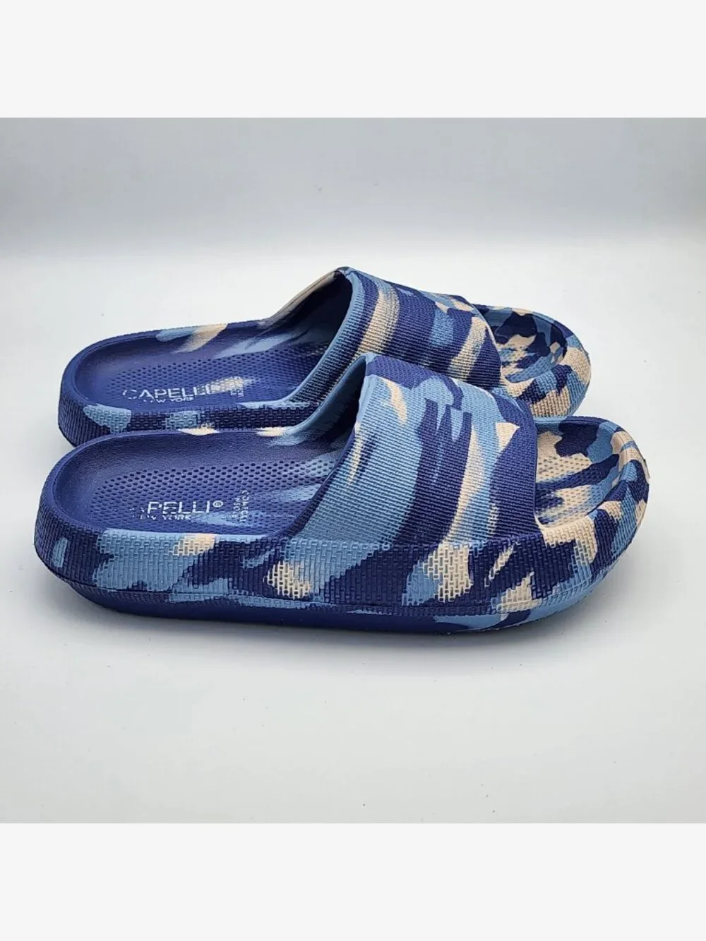 Blue/White Camo Slides | Kid's 10-11